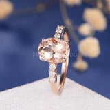 1.2ct Oval Cut Simulated Morganite Accented Engagement Ring 14k Rose Gold Plated