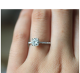 1.6ct Round Cut Diamond Solitaire Accents Engagement Ring 14k White Gold Finish