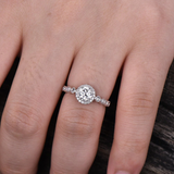 2ct Round Cut Diamond Accent Halo Solitaire Engagement Ring 14k WhiteGold Finish
