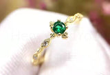 0.5ct Round Cut Simulated Emerald Minimal Engagement Ring 14k Yellow Gold Plated