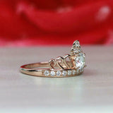 2ct Round Cut Diamond Engagement Ring Queen Princess Crown 14k Rose Gold Finish