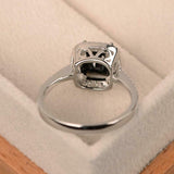 2.8ct Engagement Ring Cushion Cut Black Diamond Halo Design 14k WhiteGold Finish