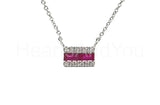 0.5ct Baguette Cut Simulated Pink Ruby Stylish Pendant 14k White Gold Plated