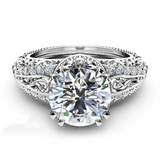 2ct Round Cut VVS1 Diamond Engagement Ring 14k WhiteGold Finish Filigree Vintage