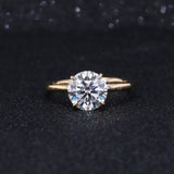 0.45ct Round Cut Moissanite Hidden Halo Solitaire Ring 14k Yellow Gold Plated