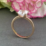 4 Prong Solitaire Engagement Ring 0.9ct Asscher Cut Diamond 14k Rose Gold Finish