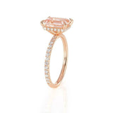 2.2ct Emerald Cut Morganite Diamond Accents Solitaire Ring 14k Rose Gold Finish