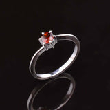 0.15ct Engagement Ring Round Cut Red Garnet 4 Prong Solitaire 14k WhiteGold Over