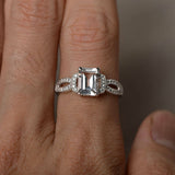 2ct Emerald Cut Diamond Engagement Ring 14k White Gold Finish Accents Solitaire