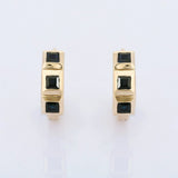 2ct Hoop Earrings Princess Cut Blue Sapphire Tiles Design 14k Yellow Gold Finish