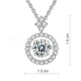 1ct Round Cut Moissanite Open Halo Pendant with Chain 14k White Gold Plated