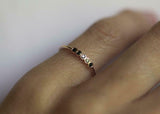 1ct Round Black Diamond Engagement Ring 5 Stone Minimalist 14k Rose Gold Finish