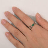 0.5ct Round Cut Green Emerald Filigree Split Shank Ring 14k White Gold Finish