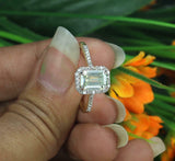 1.6ct Emerald Diamond Engagement Ring Halo 14k YellowGold Over with Round Accent
