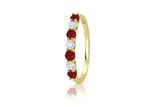 1ct Round Cut Alternating Pink Ruby Diamond Wedding Band 14k Yellow Gold Finish