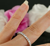 2.5ct Round Cut VVS1 Diamond Eternity Wedding Ring Band 18k White Gold Finish