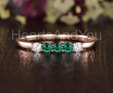 0.5ct Round Cut Simulated Emerald 5 Stone Engagement Ring 14k Yellow Gold Plated