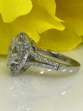 2.1ct Pear Cut Diamond Halo Split Shank Engagement Ring 14k White Gold Finish