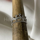 0.2ct Round Cut Moissanite Trendy Stylish Crown Women Ring 14K White Gold Plated