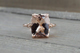 1.5ct Cushion Cut Peach Morganite Filigree Engagement Ring 18k Rose Gold Finish