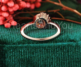 1ct Round Cut Simulated Morganite Crown Minimalist Ring 14k Rose Gold Plated