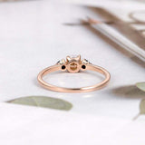 0.4ct Round Cut Black Diamond Pearl Minimalist Engagement Ring 14k RoseGold Over
