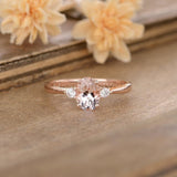 1ct Oval Cut Simulated Morganite Trilogy Engagement Ring 14k Rose Gold Plated