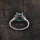 2.2ct Engagement Ring Cut Green Emerald Diamond Accents 14k White Gold Finish