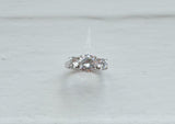 Trilogy Solitaire Engagement Ring 1.5ct Round Cut Diamond 14k White Gold Finish