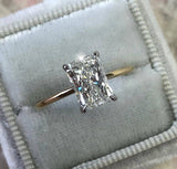 1.5ct Radiant Cut Diamond Solitaire Engagement Ring 14k Dual Tone Gold Finish