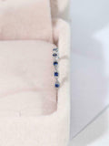 1ct Round Cut Blue Sapphire Milgrain Stackable Wedding Band 14k WhiteGold Finish