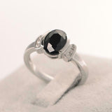2ct Oval Cut Black Diamond Solitaire Round Halo Accent Ring 14k WhiteGold Finish