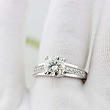 2.5ct Round Cut Diamond Milgrain Solitaire with Accents Ring 14k White Gold Over