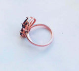 2.3ct Engagement Ring Oval Cut Red Garnet Bypass Halo 14k Yellow Gold Finish