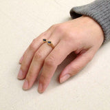 1ct Marquise Blue Sapphire Engagement Ring Two Stone Open 14k Yellow Gold Finish