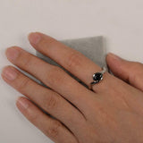 1ct Pear Black Diamond Engagement Ring Swirl Twist Solitaire 14k White Gold Over