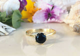 1ct Engagement Ring Round Cut Black Diamond Solitaire 14k Yellow Gold Finish