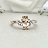 1ct Engagement Ring Marquise Cut Morganite Diamond Petite 14k Yellow Gold Finish