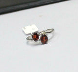 2ct Engagement Ring Oval Cut Red Garnet Two Stone Solitaire 14k WhiteGold Finish