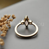 1ct Marquise Cut Simulated Morganite Three Stone Ring 14K Yellow Gold Plated