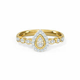 2.1ct Engagement Ring Round Cut Diamond Accent Halo Design 14k YellowGold Finish