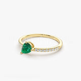 0.4ct Pear Cut Simulated Emerald Accented Engagement Ring 14k White Gold Plated