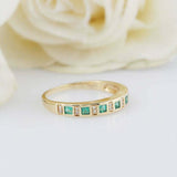 1ct Princess Cut Green Emerald Half Eternity Stackable Band 14k Yellow Gold Over