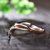 0.6ct Wedding Ring Band Round Cut Diamond Unique Split Shank 14k RoseGold Finish