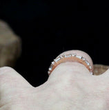 0.7ct Round Cut Diamond Wedding Band Half Eternity Petite 14k White Gold Finish