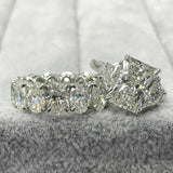 9Ct Diamond Bridal Set Radiant Cut Trilogy Ring Oval Band 14K White Gold Finish