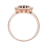 2.7ct Oval Cut Blue Sapphire Engagement Ring Diamond Floral 14k Rose Gold Finish