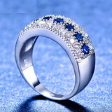 4ct Round Cut Blue Sapphire Wedding Band Ring 14k WhiteGold Finish Half Eternity