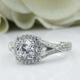 2.6ct Round Diamond Engagement Ring Milgrain Halo Split Band 14k White Gold Over
