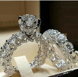 3ct Round Cut Diamond Queen Bridal Set Engagement Ring 14k White Gold Finish